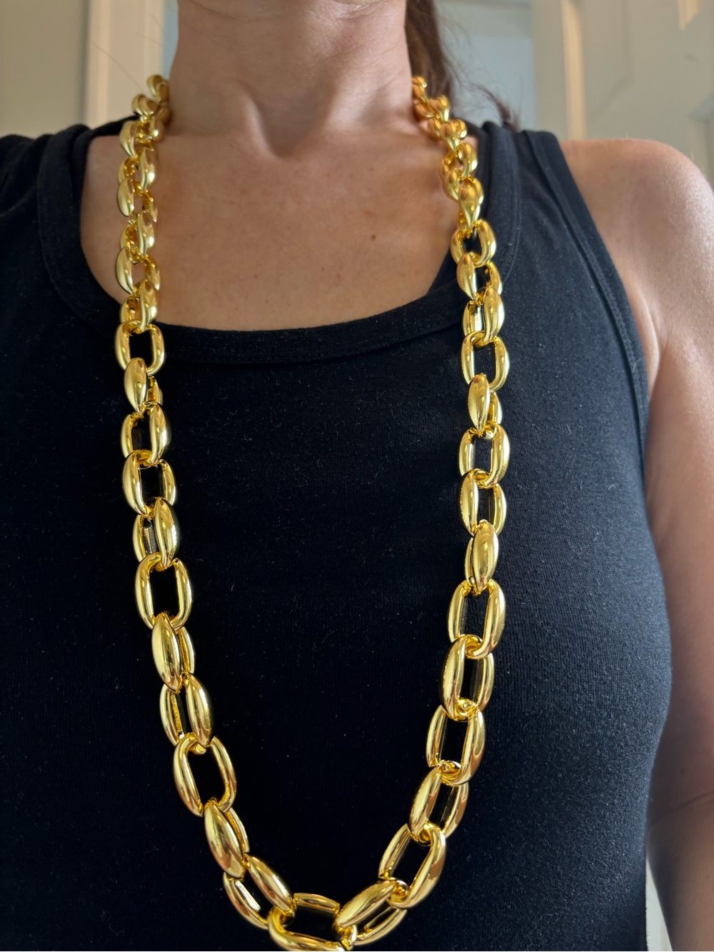 14 yellow Gold plated chunky long polished Link chain Statement Necklace new